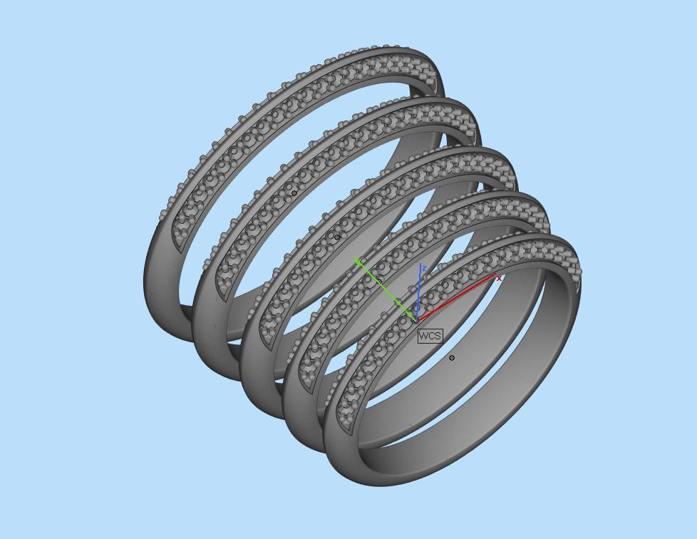 Ring Band Leaves with stones  3D print model 3D print model_8