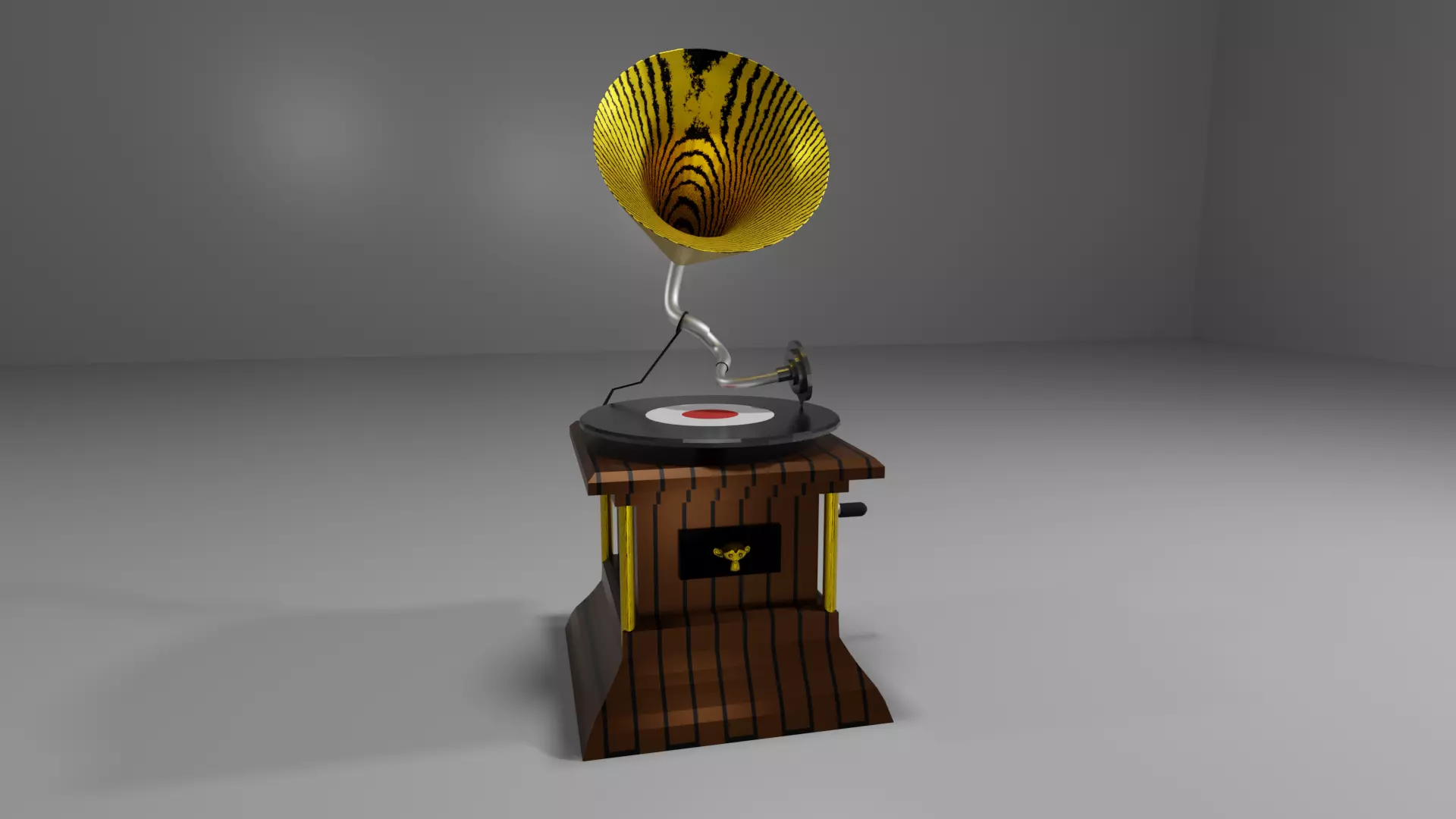 Gramophone Low-poly 3D model_0