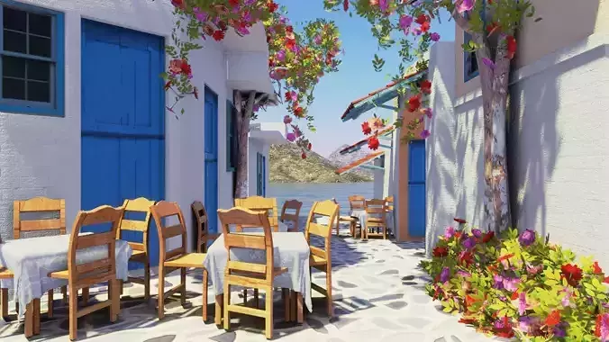 european style beach restaurant