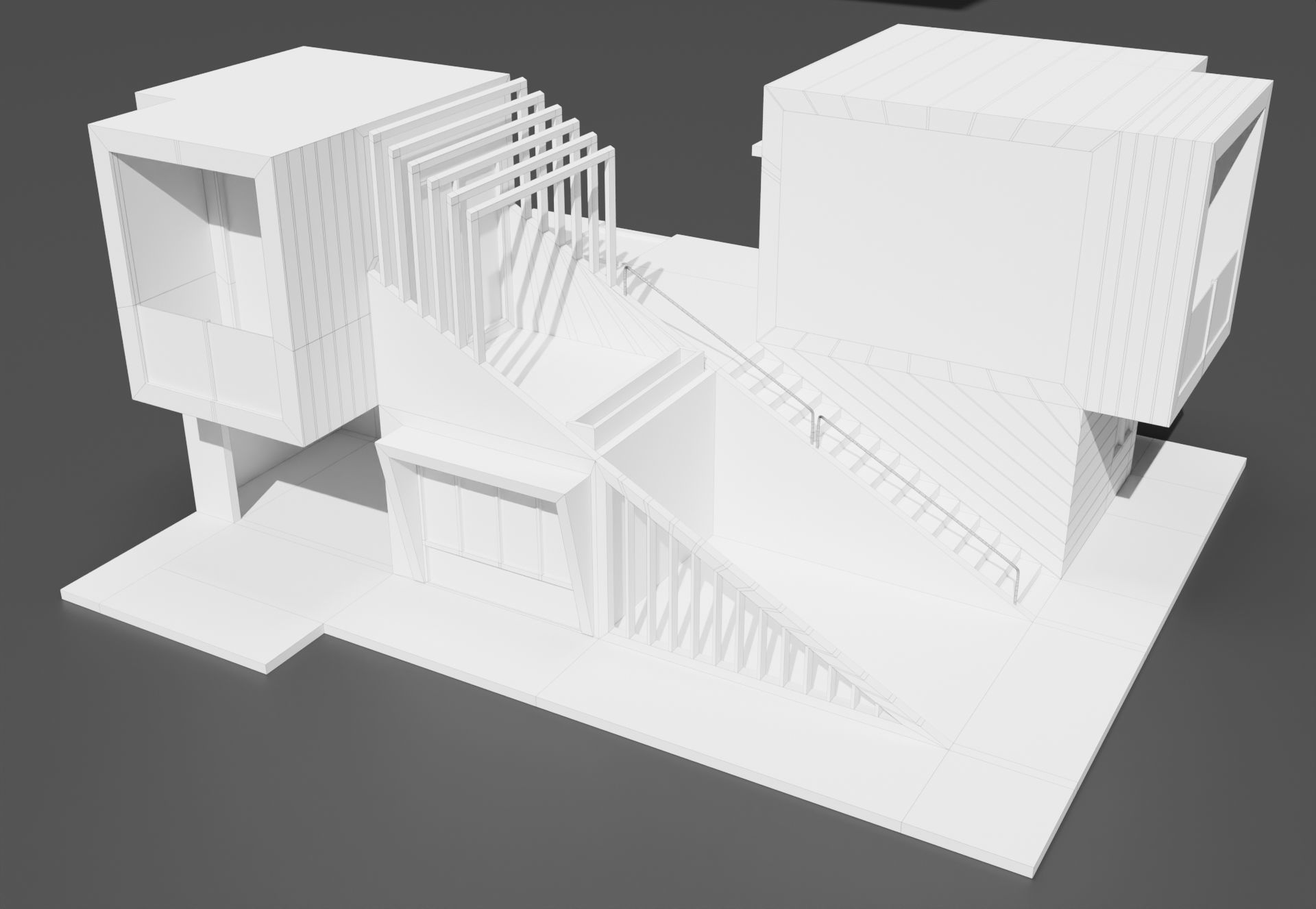 Modern housing project model 3D render 3D model_14