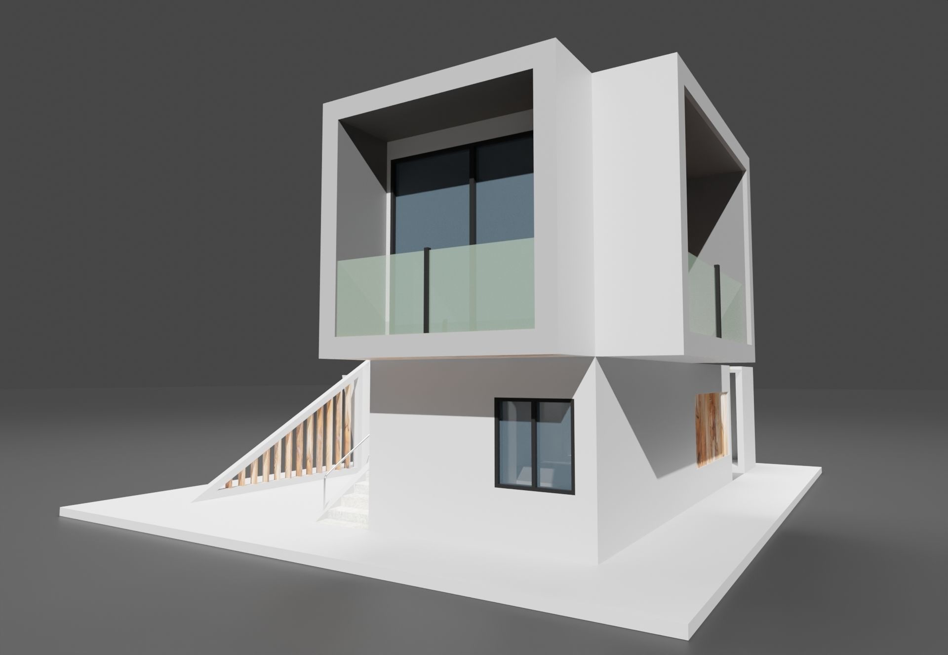 Modern housing project model 3D render 3D model_3