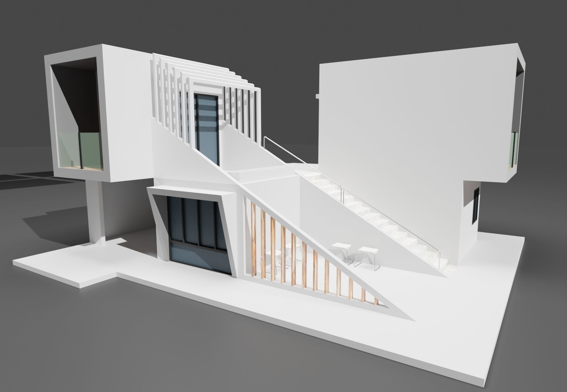 Modern housing project model 3D render 3D model_5