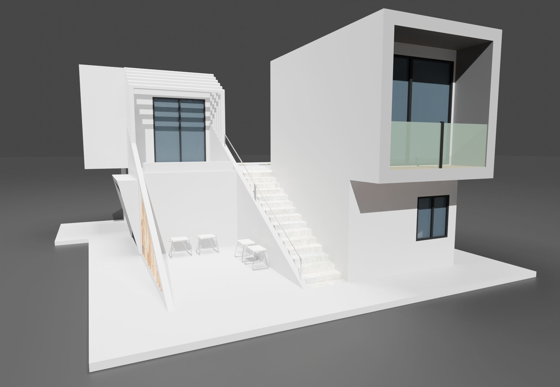 Modern housing project model 3D render 3D model_4