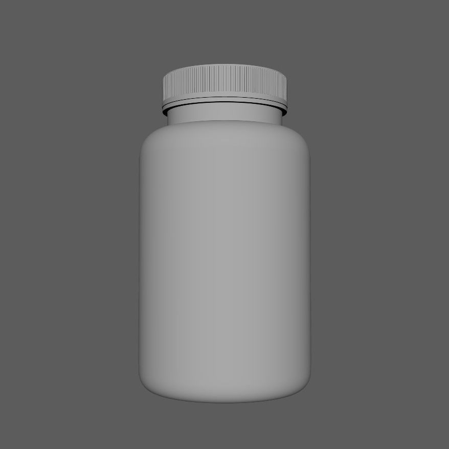 Medical glass jar with plastic cap  3D model_1