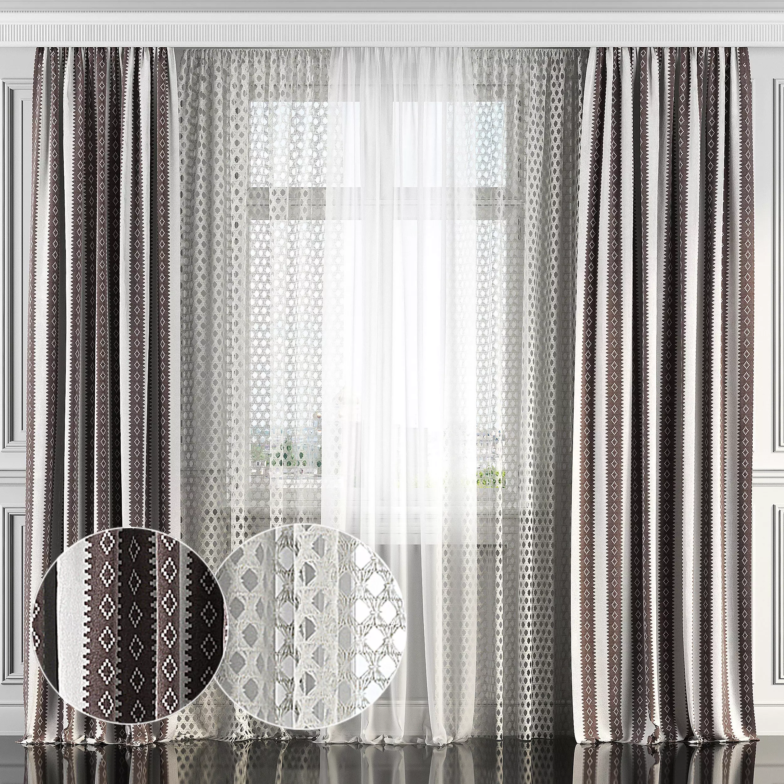 Curtain Set 132 3D model_0