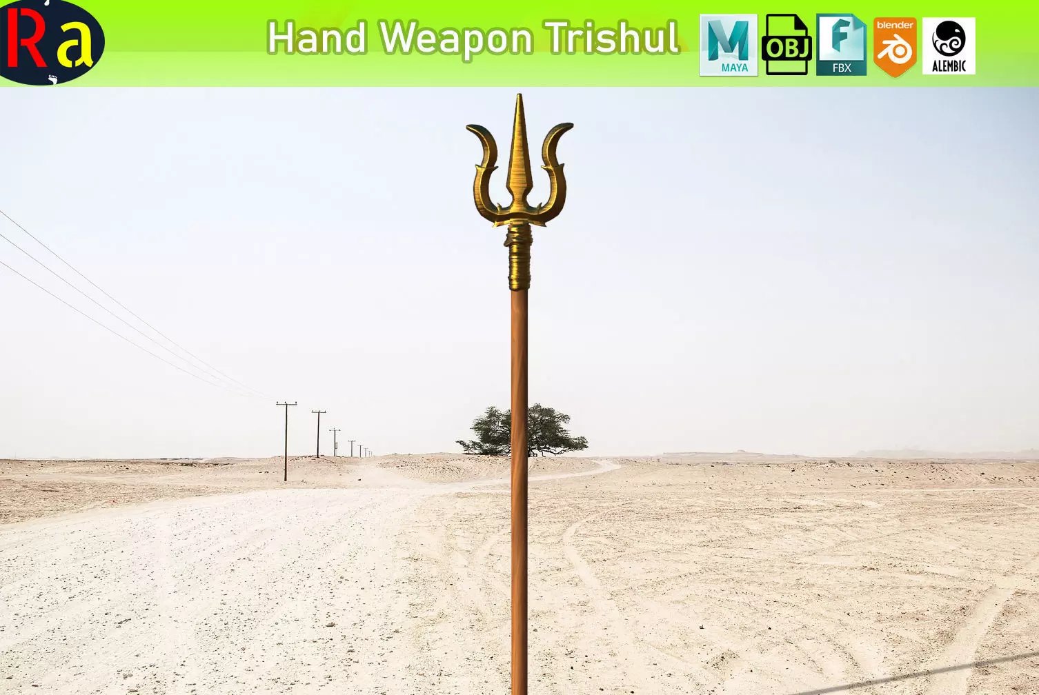 Hand Weapon Trishul 3D model_0
