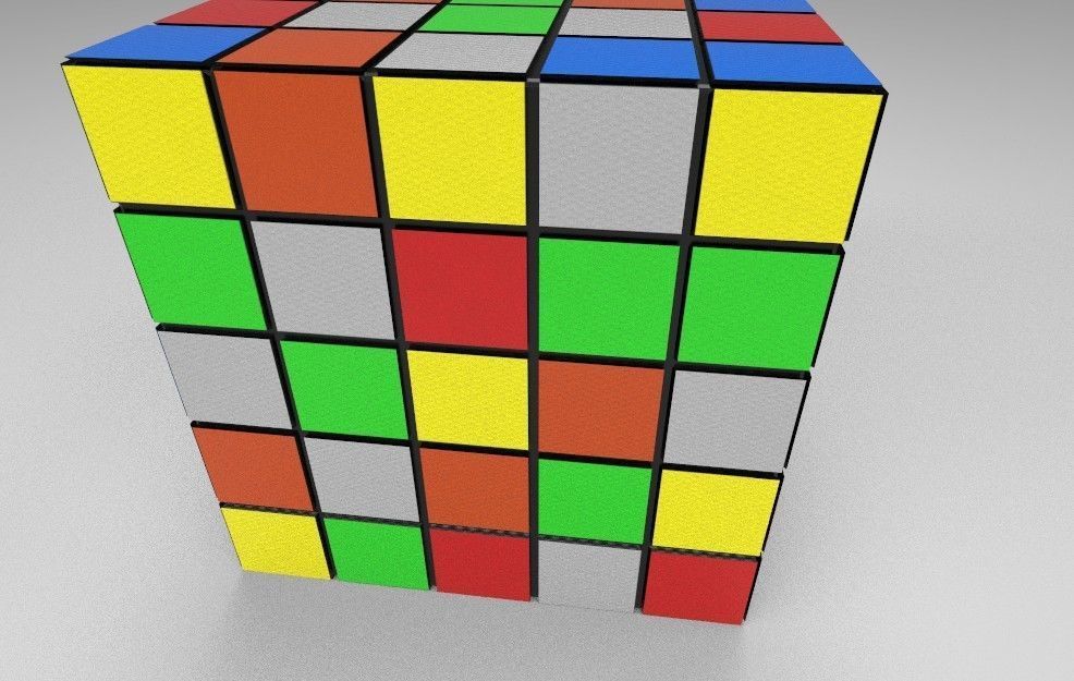 Rubik Cube 5x5 Scrambled and Unscrambled versions - 3D Printable Low-poly 3D model_2