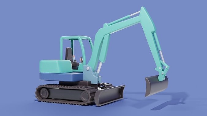 Cartoon Excavator Machinery Low-poly 3D model