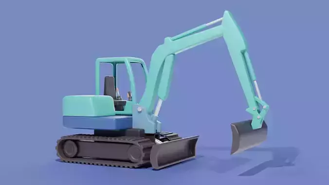 Cartoon Excavator Machinery Low-poly 3D model