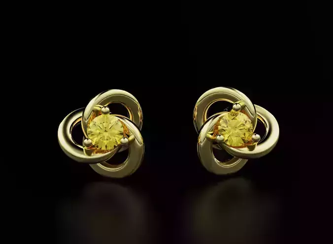 Small earrings for girls with diamonds 545 3D print model