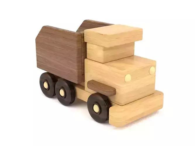 Wooden toy truck 36 3D model