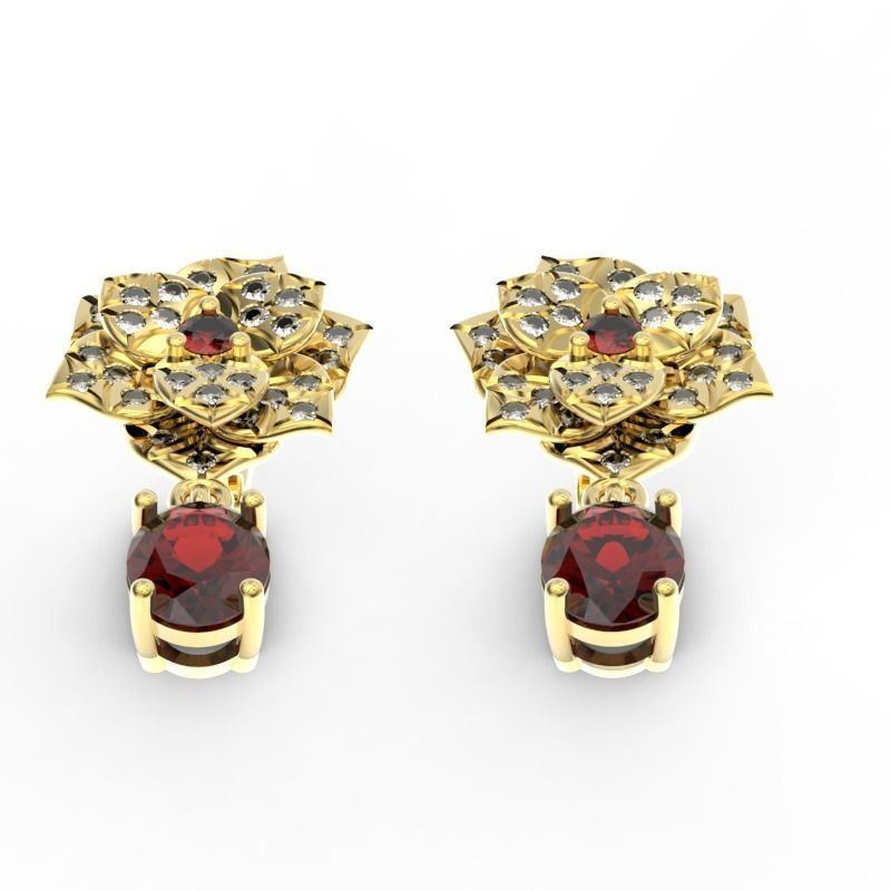 Rose earrings  3D print model_1