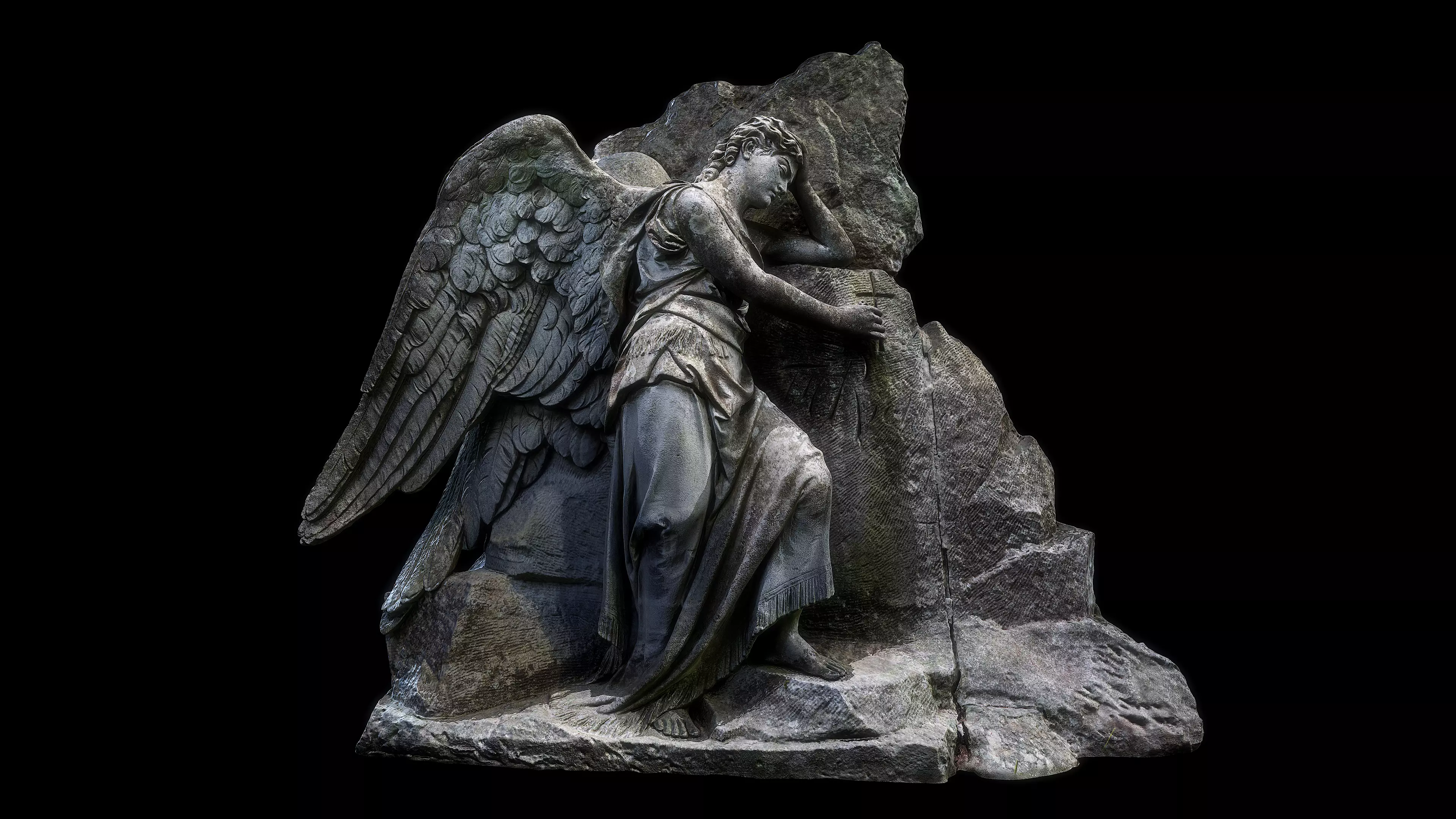 Headstone angel Low-poly 3D model_0