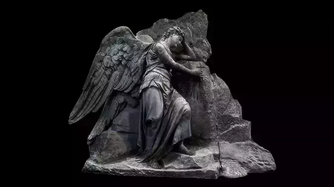 Headstone angel Low-poly 3D model