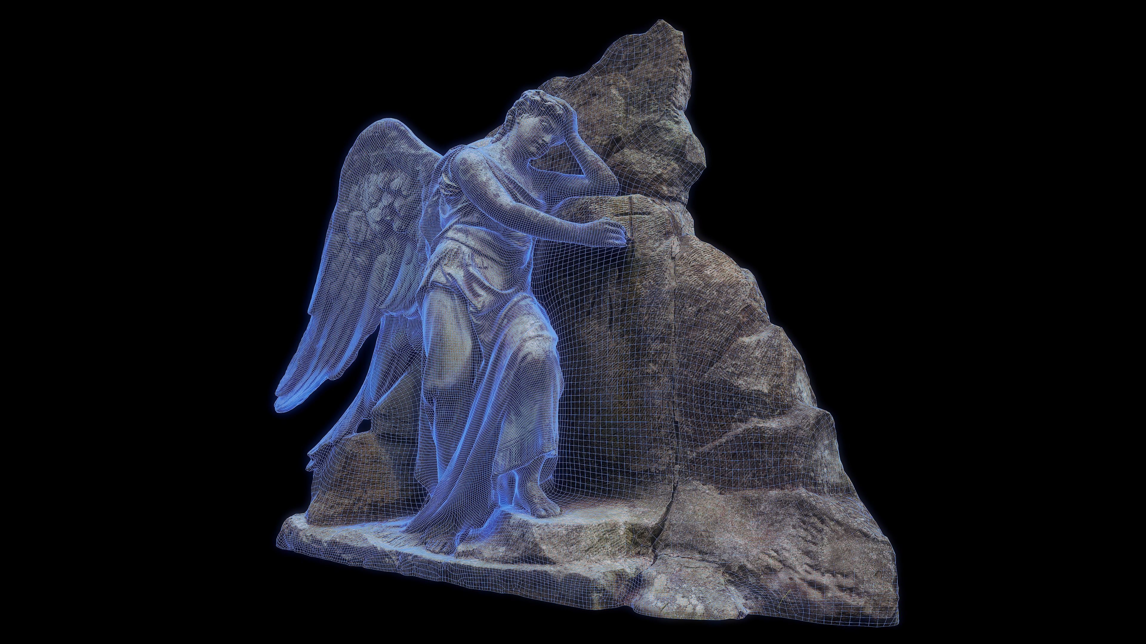 Headstone angel Low-poly 3D model_3