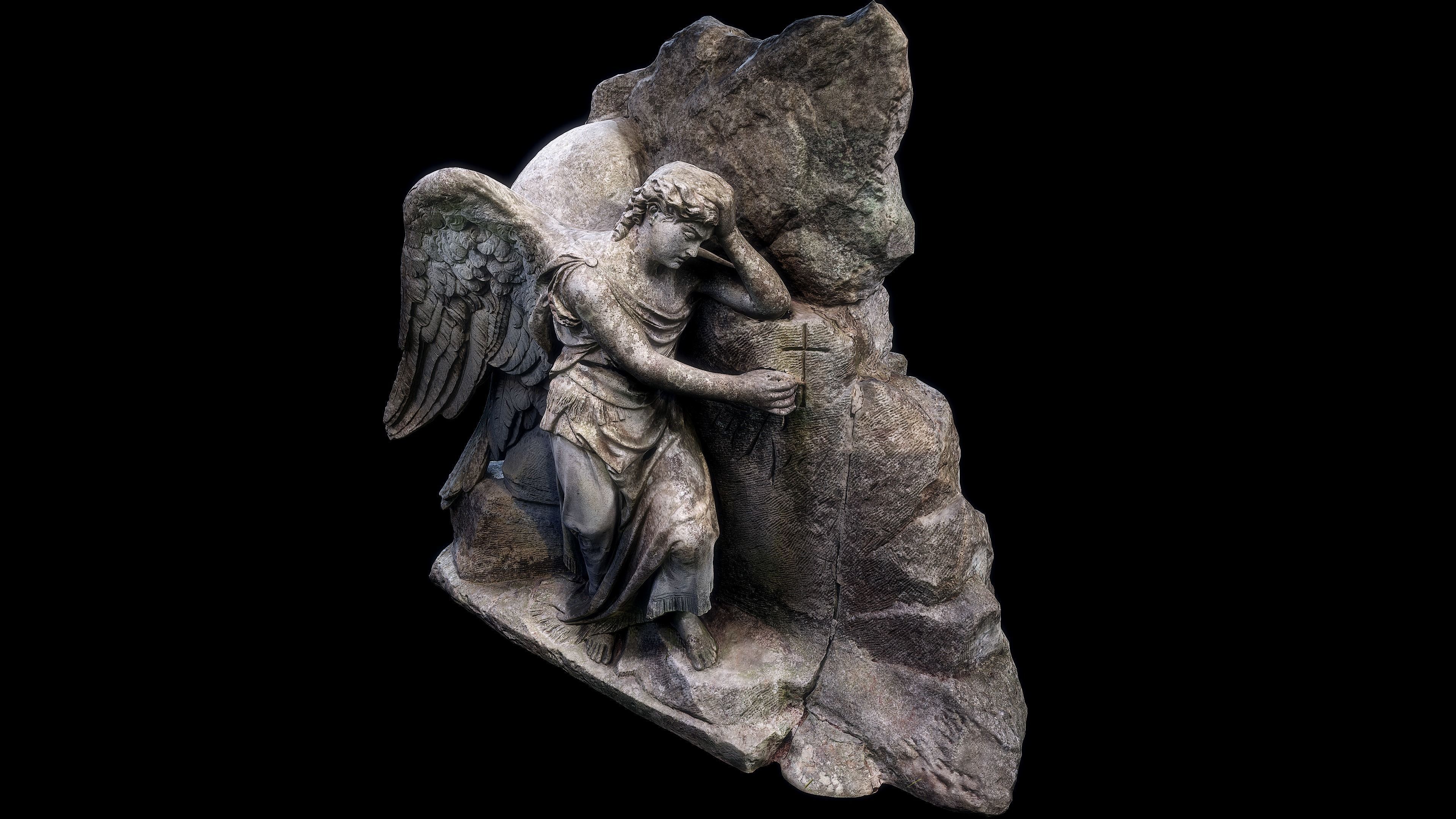 Headstone angel Low-poly 3D model_12