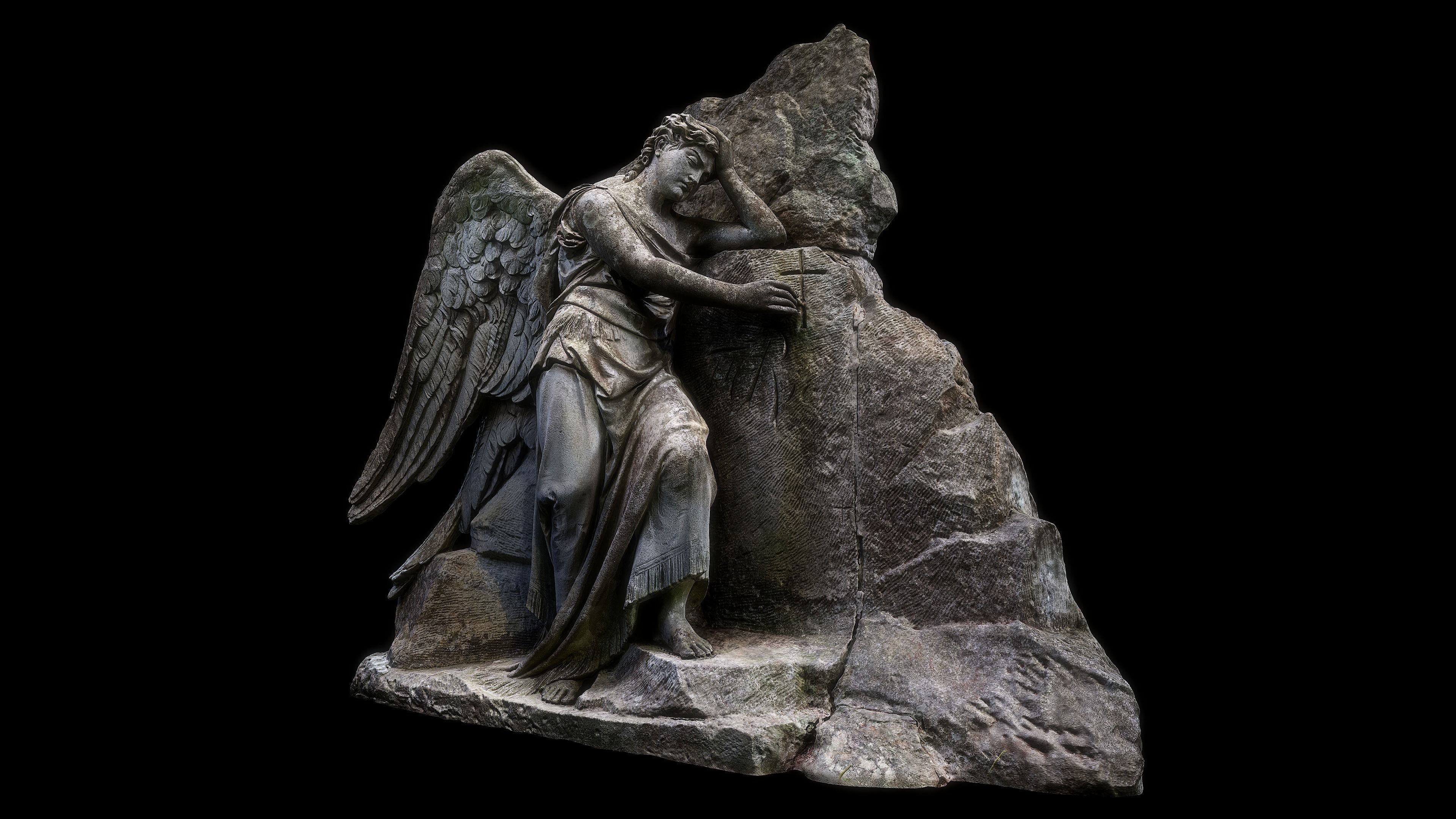 Headstone angel Low-poly 3D model_2