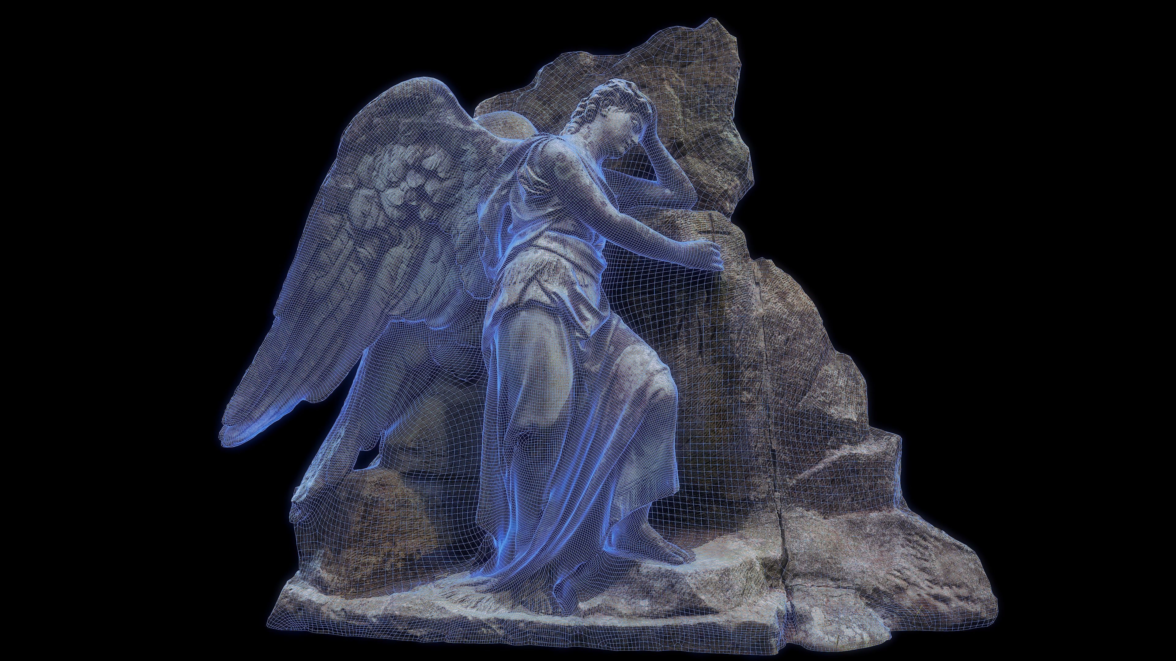 Headstone angel Low-poly 3D model_1