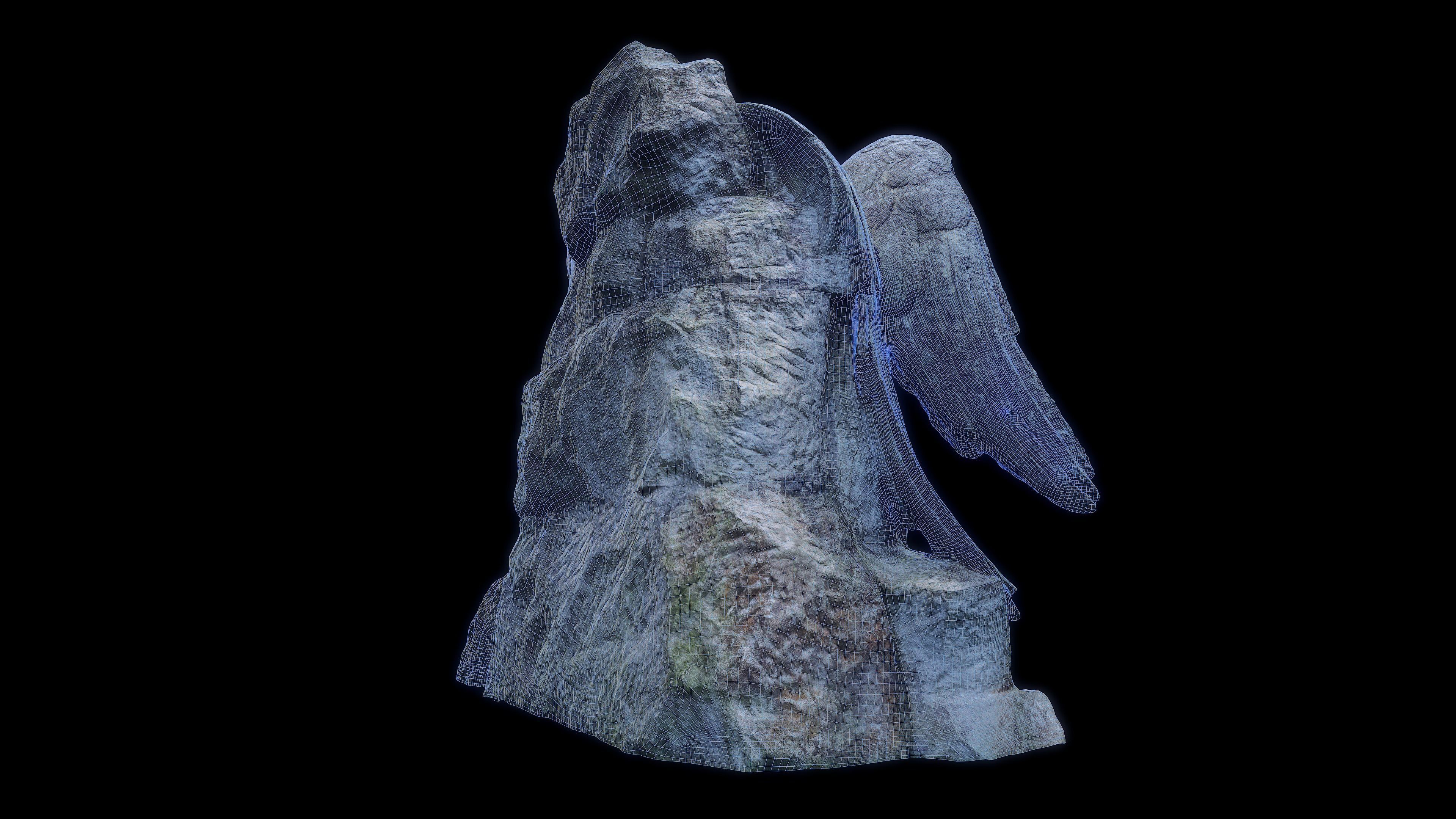 Headstone angel Low-poly 3D model_9