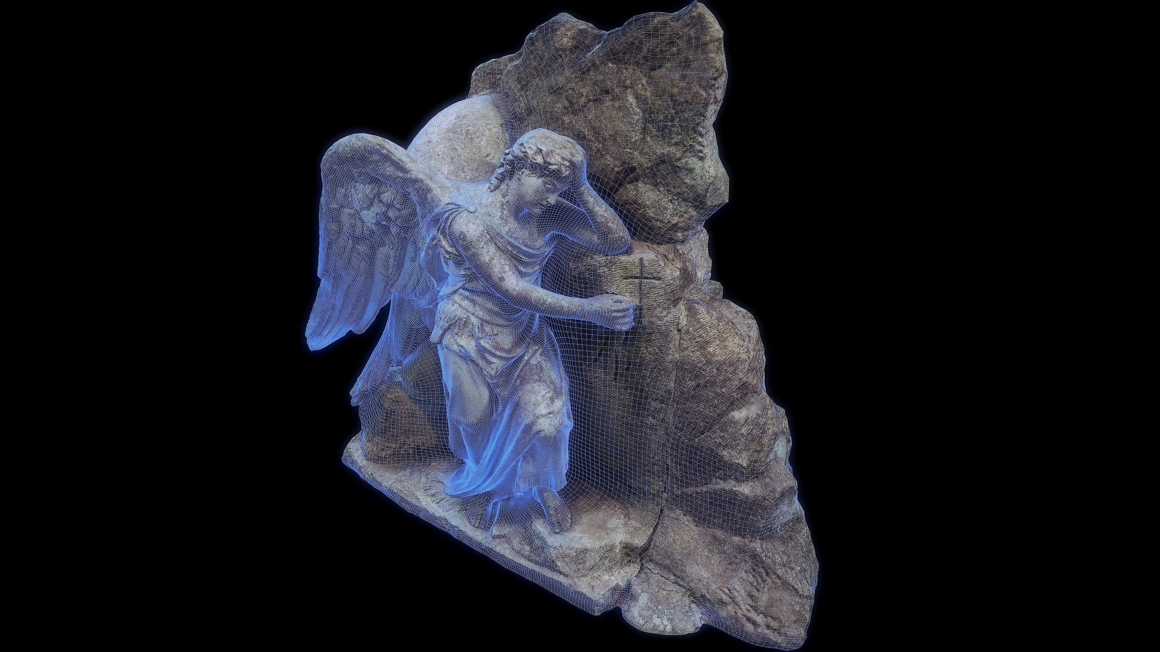 Headstone angel Low-poly 3D model_13