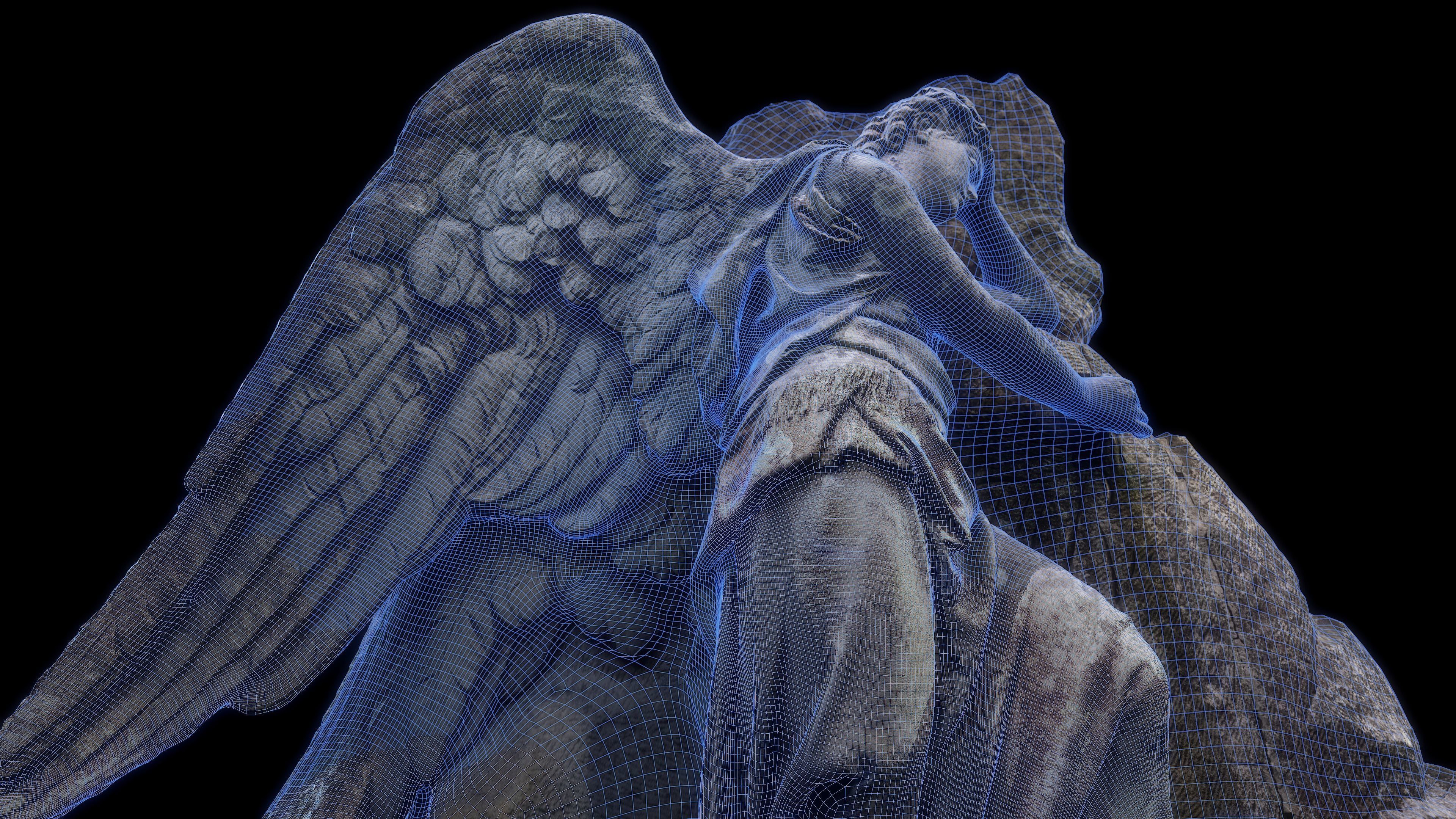 Headstone angel Low-poly 3D model_7