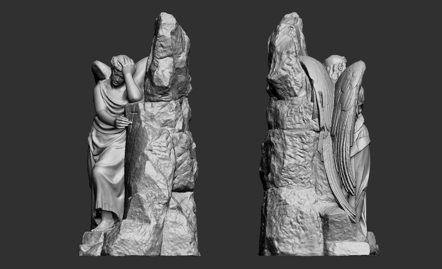 Headstone angel Low-poly 3D model_15