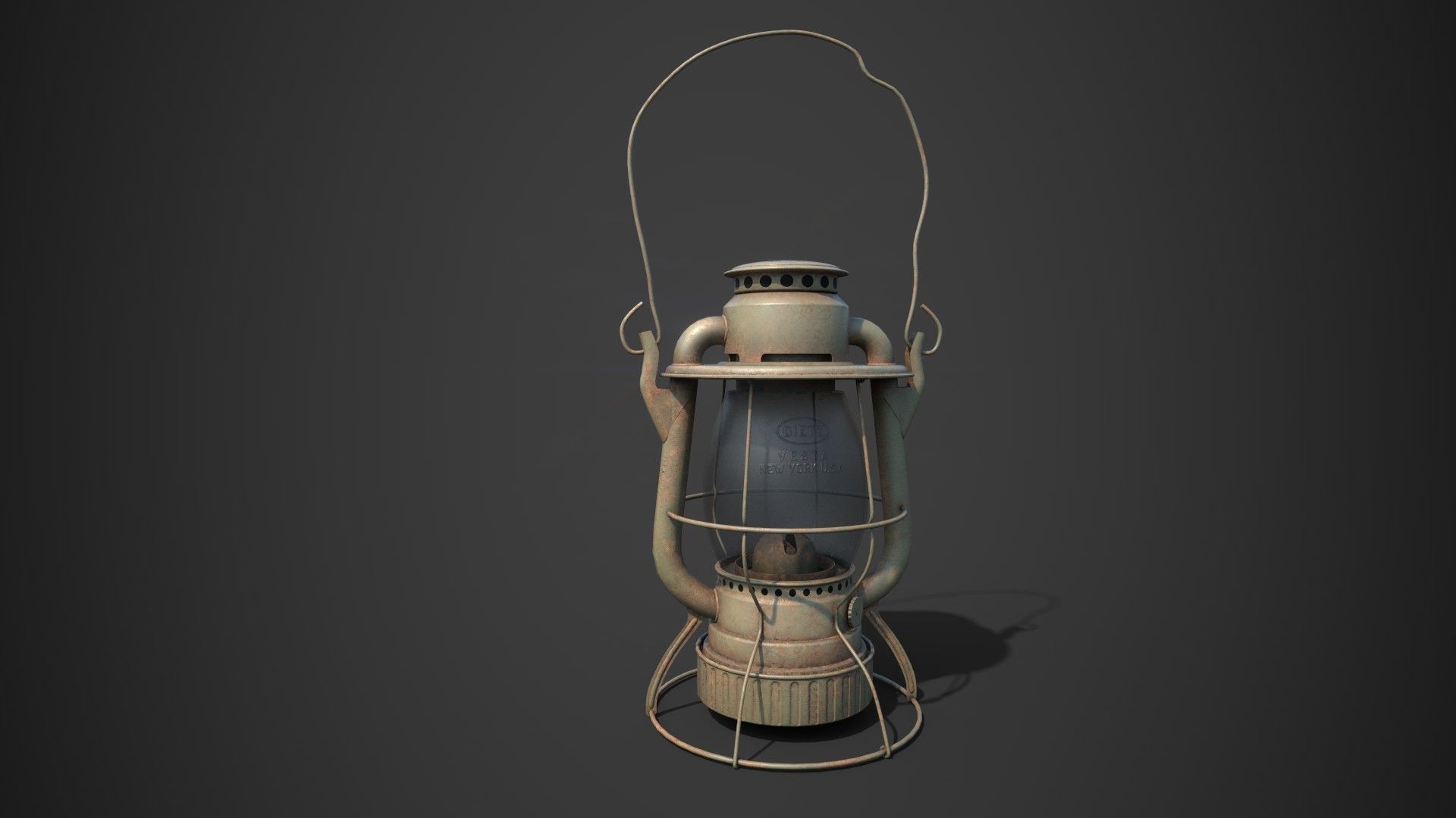 Old Kerosene Lantern Low-poly 3D model_4