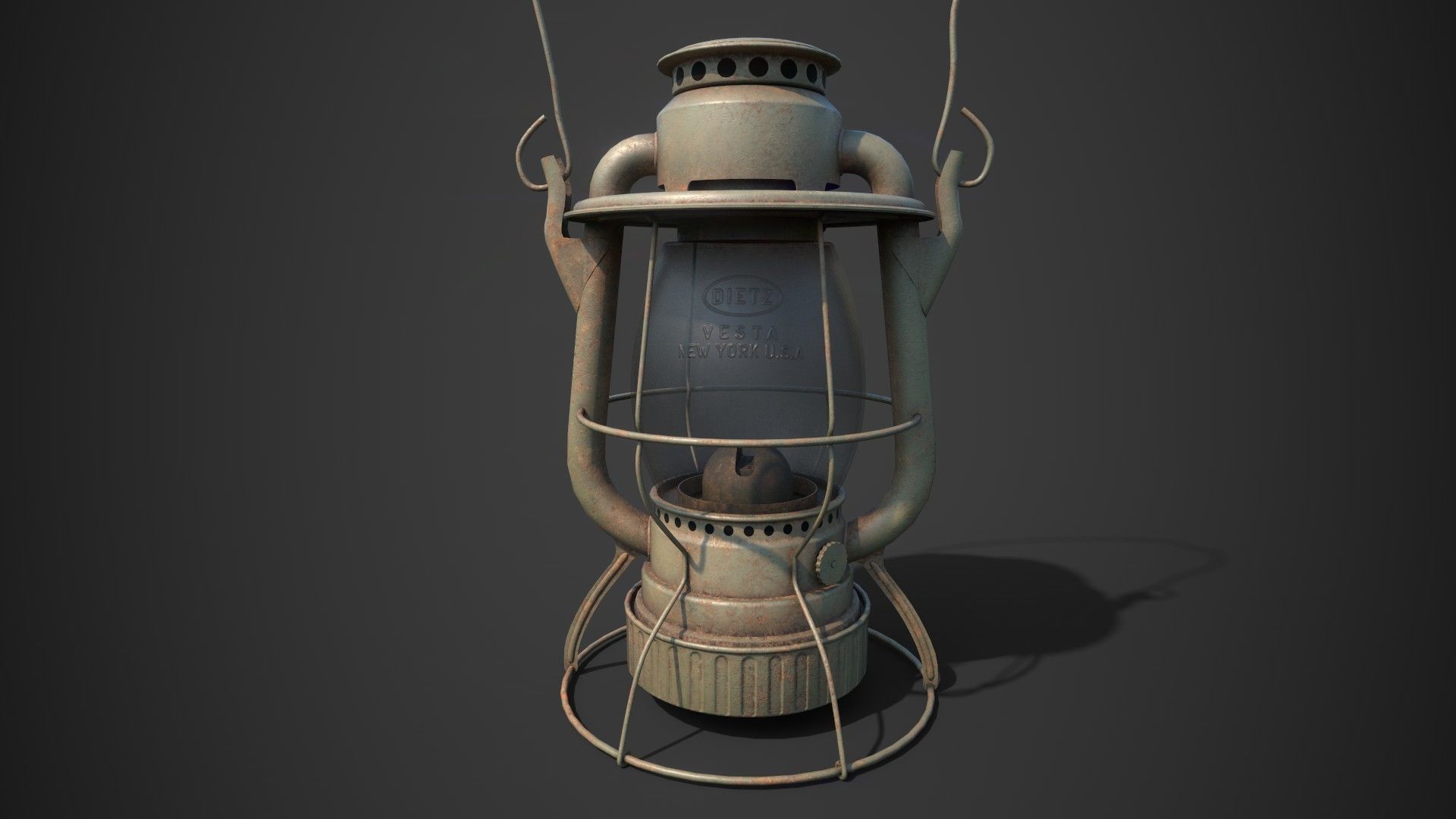 Old Kerosene Lantern Low-poly 3D model_2