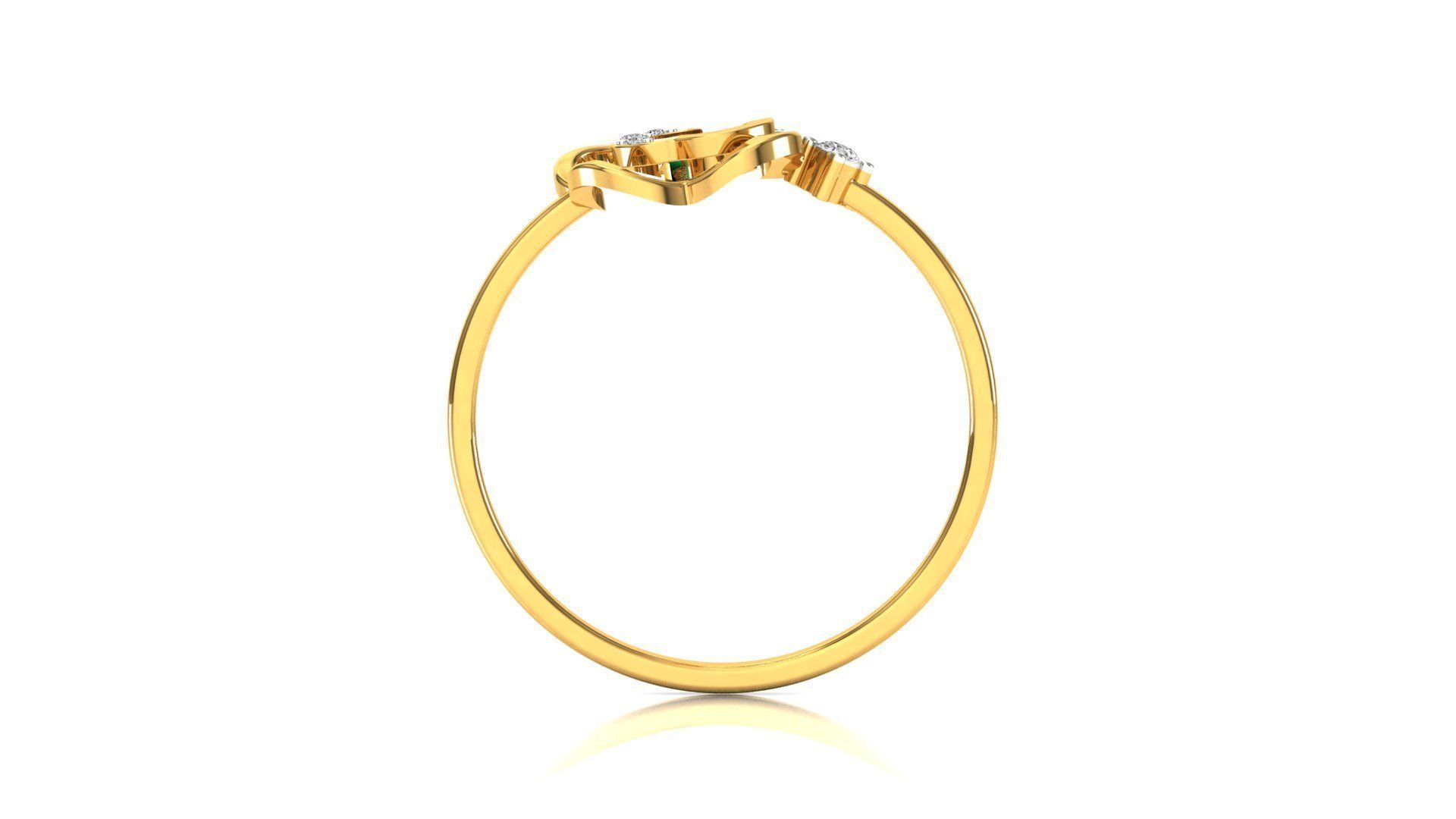 Ring-20 gold flower ring with diamonds 3D print model_10