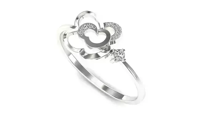 Ring-20 gold flower ring with diamonds 3D print model