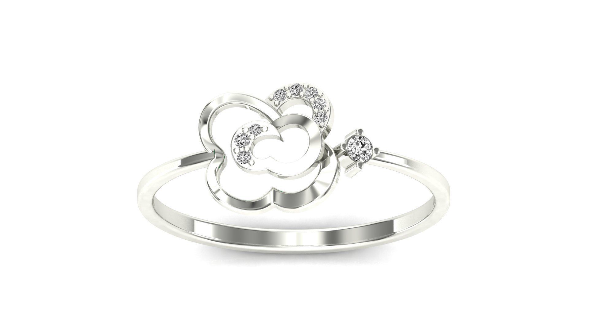 Ring-20 gold flower ring with diamonds 3D print model_20