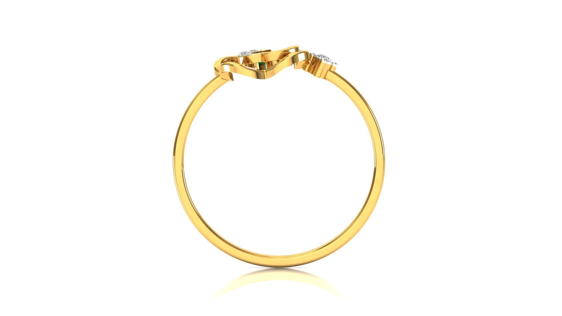Ring-20 gold flower ring with diamonds 3D print model_11