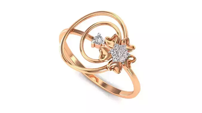 Ring-14 rose gold ring with diamonds 3D print model