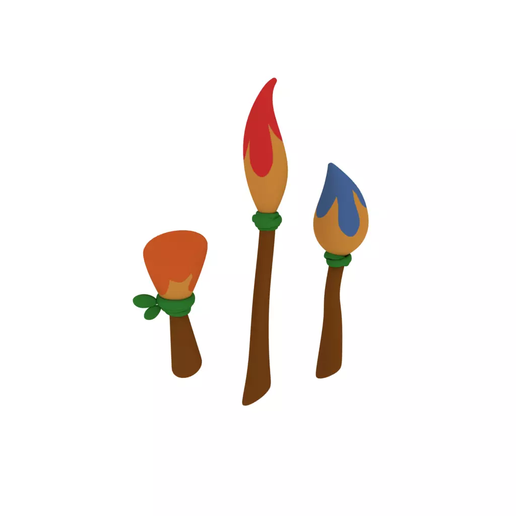 Cartoon paint brushes 3D model