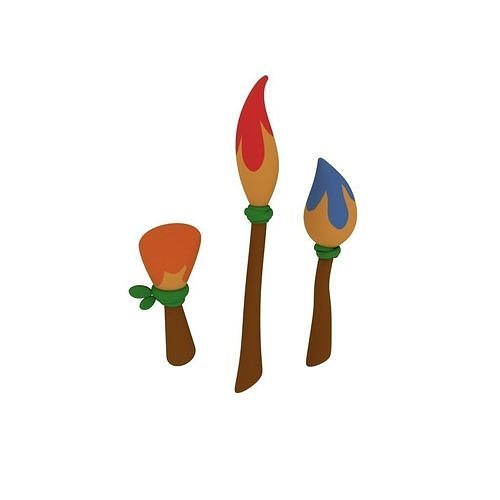 Cartoon paint brushes 3D model