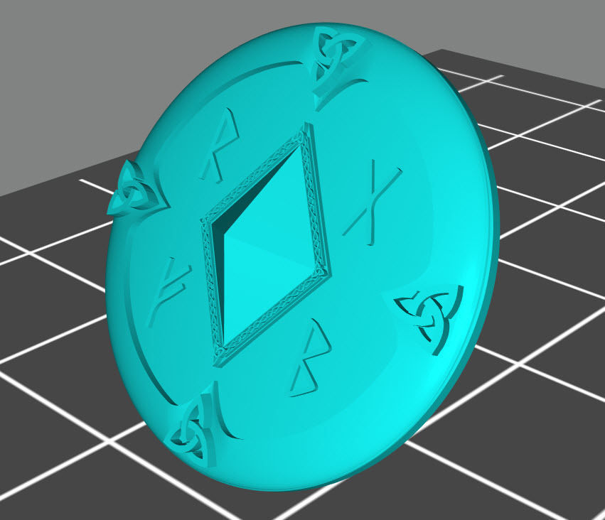 Wolf marine style viking storm shield with diamond 3 3D print model_1