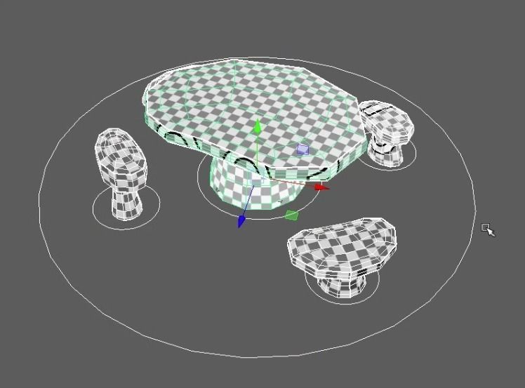 Mushrom table and seats 3D model_4