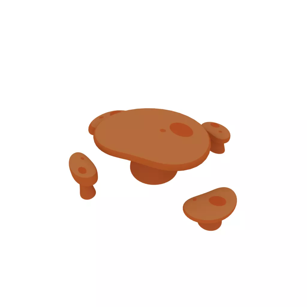 Mushrom table and seats 3D model_0