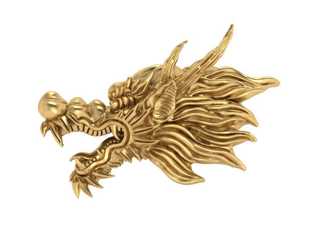 3D Printable oriental Chinese Dragon head 3D print model 3D print model_2