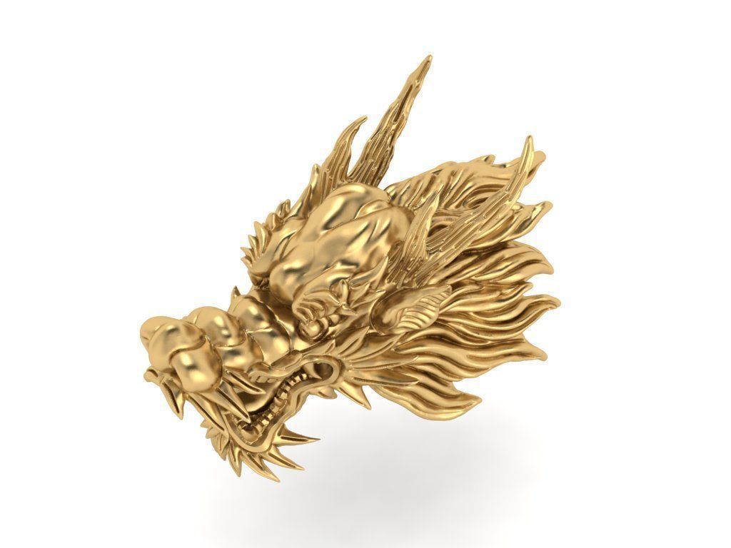 3D Printable oriental Chinese Dragon head 3D print model 3D print model_1