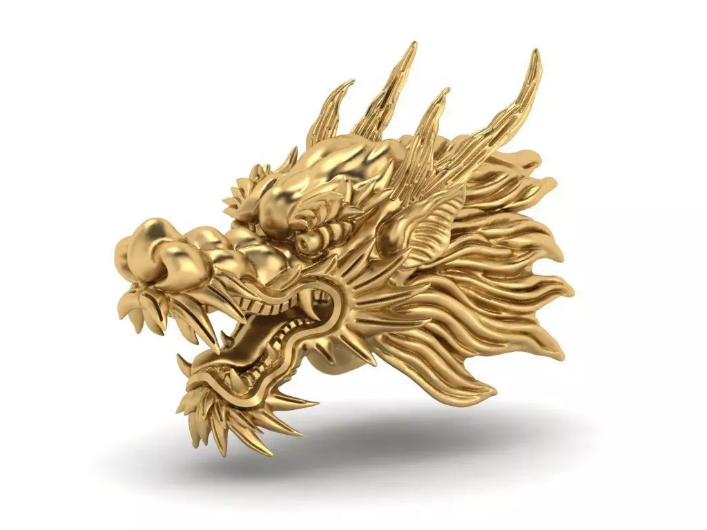 3D Printable oriental Chinese Dragon head 3D print model 3D print model_0