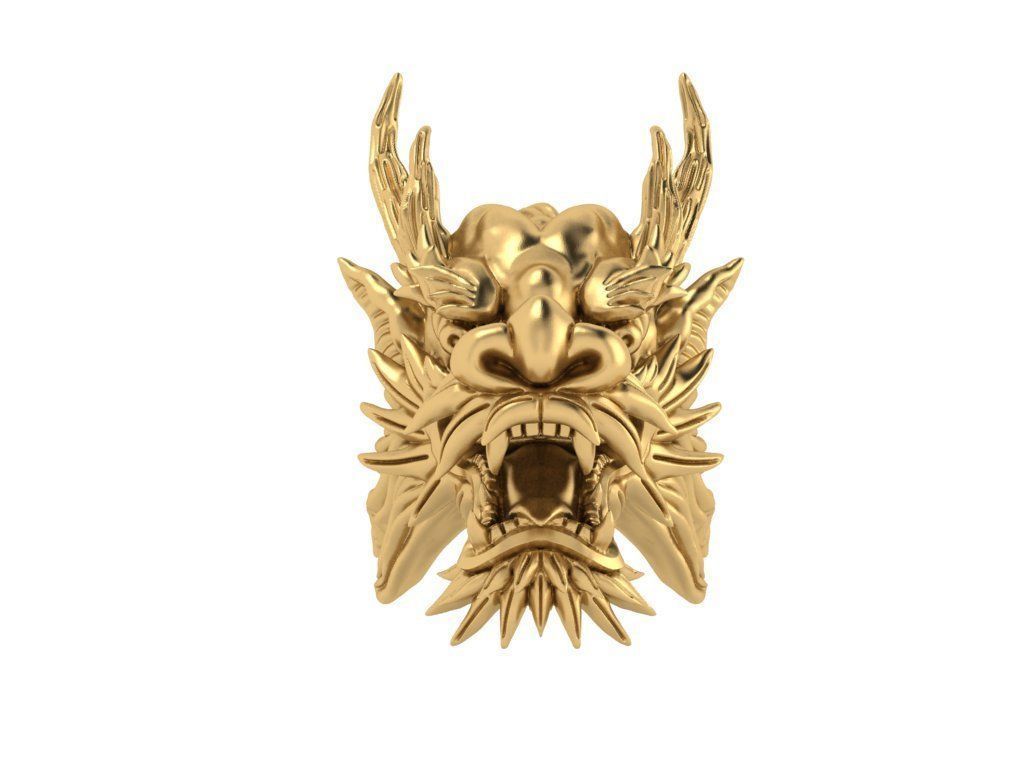 3D Printable oriental Chinese Dragon head 3D print model 3D print model_4