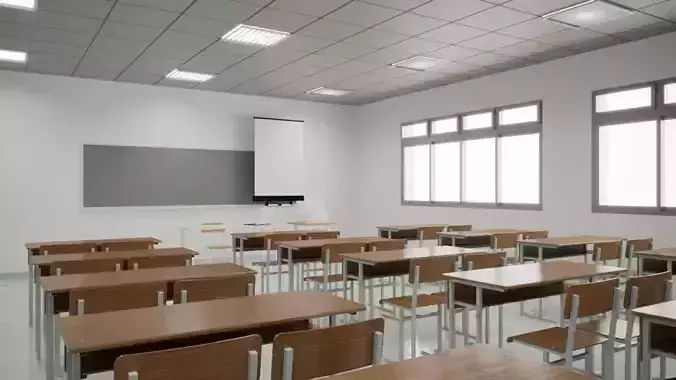 Classroom scene 3D model