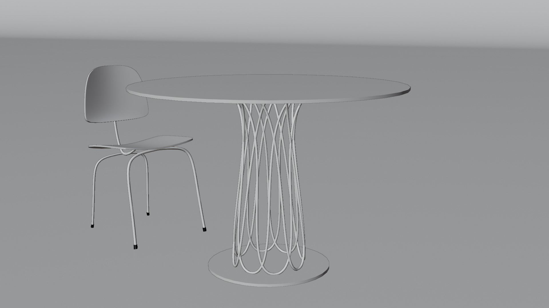 Chair and Table Free low-poly 3D model_1