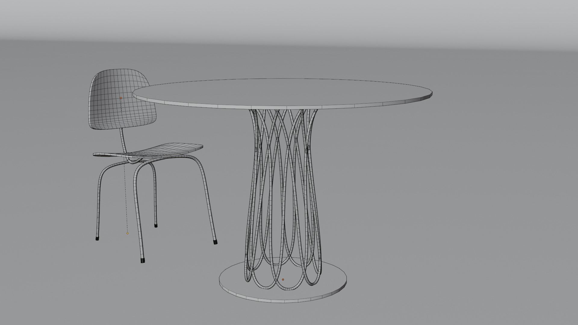 Chair and Table Free low-poly 3D model_2