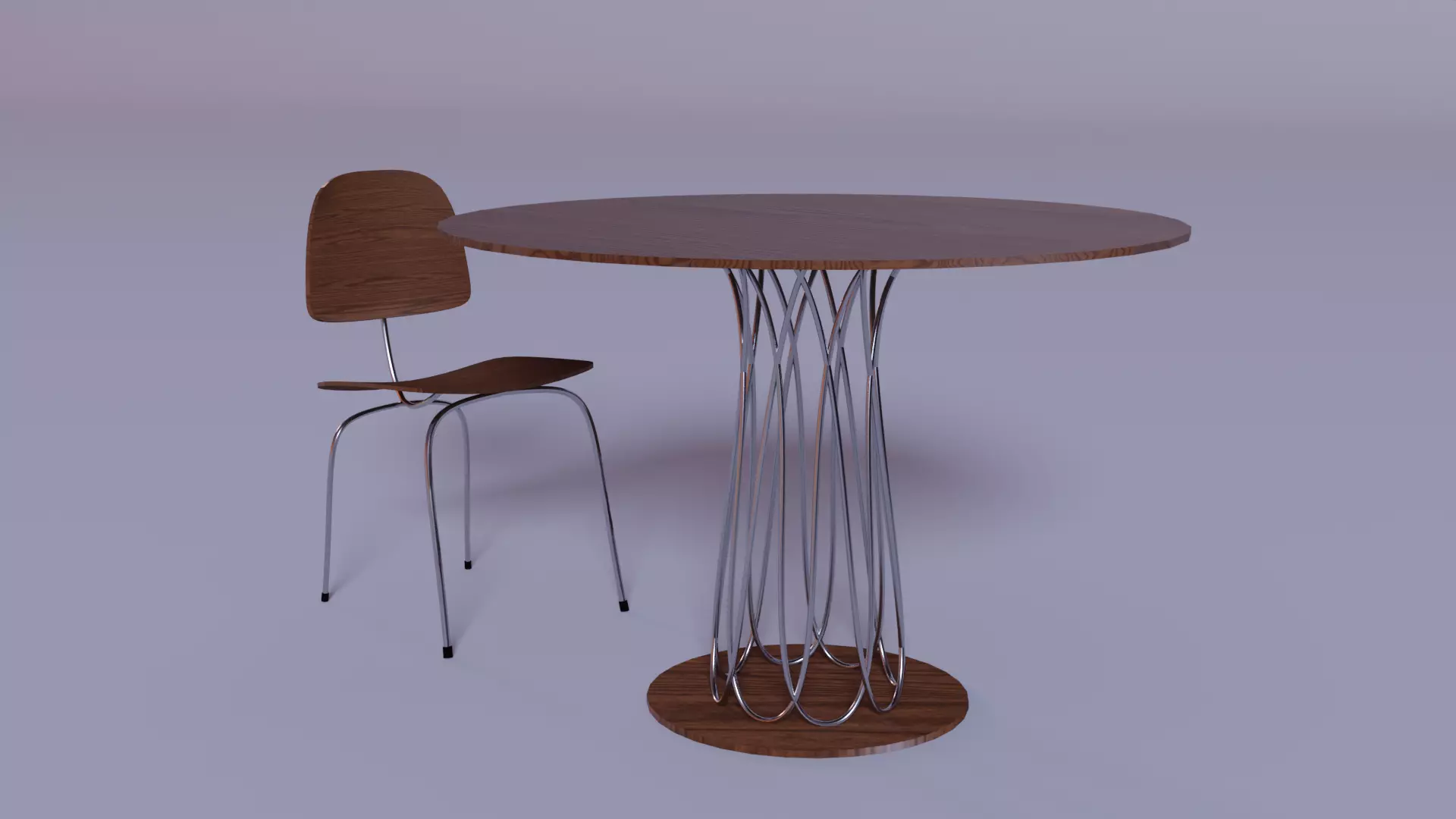 Chair and Table Free low-poly 3D model_0