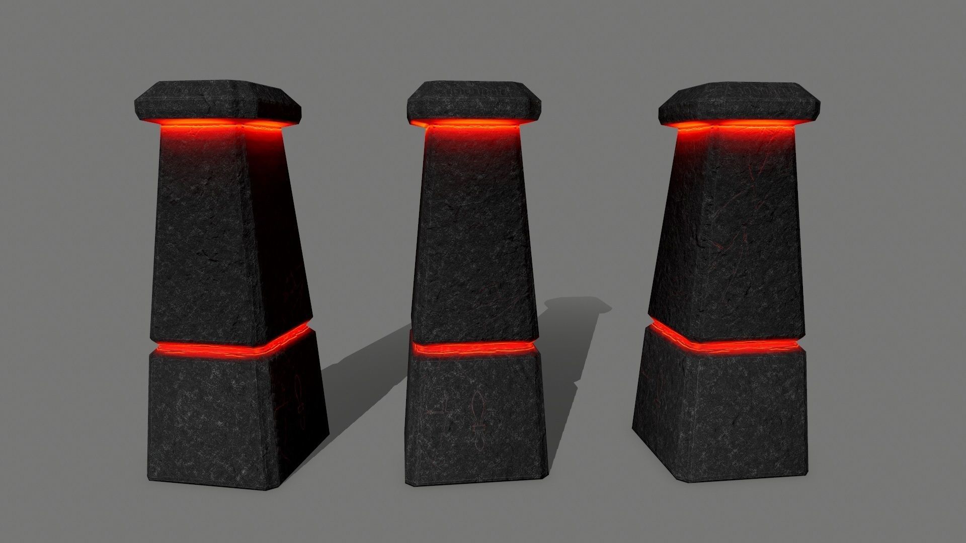 tombstone set two tombstones with skull in middle Low-poly 3D model_23