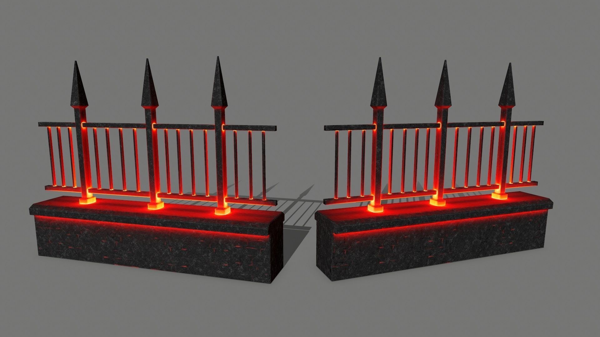 tombstone set two tombstones with skull in middle Low-poly 3D model_20