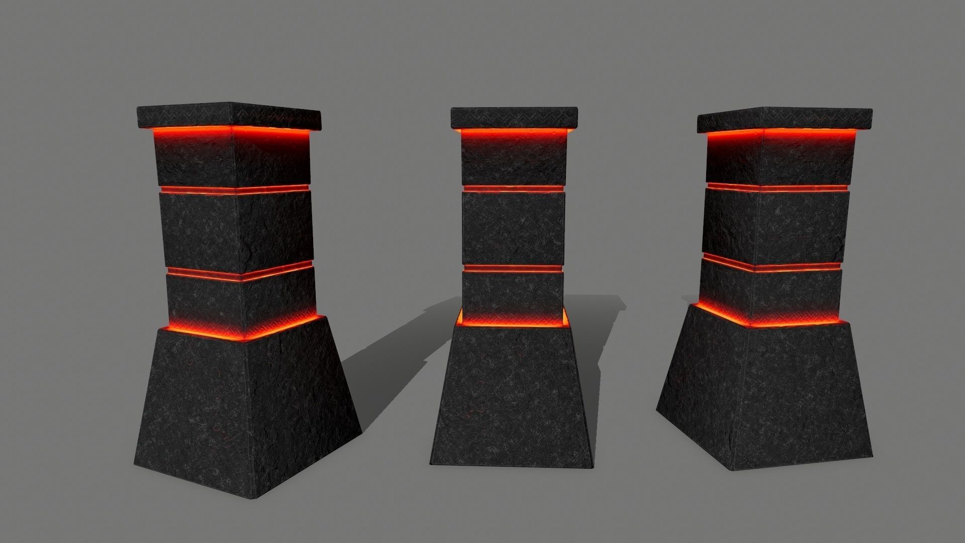 tombstone set two tombstones with skull in middle Low-poly 3D model_22