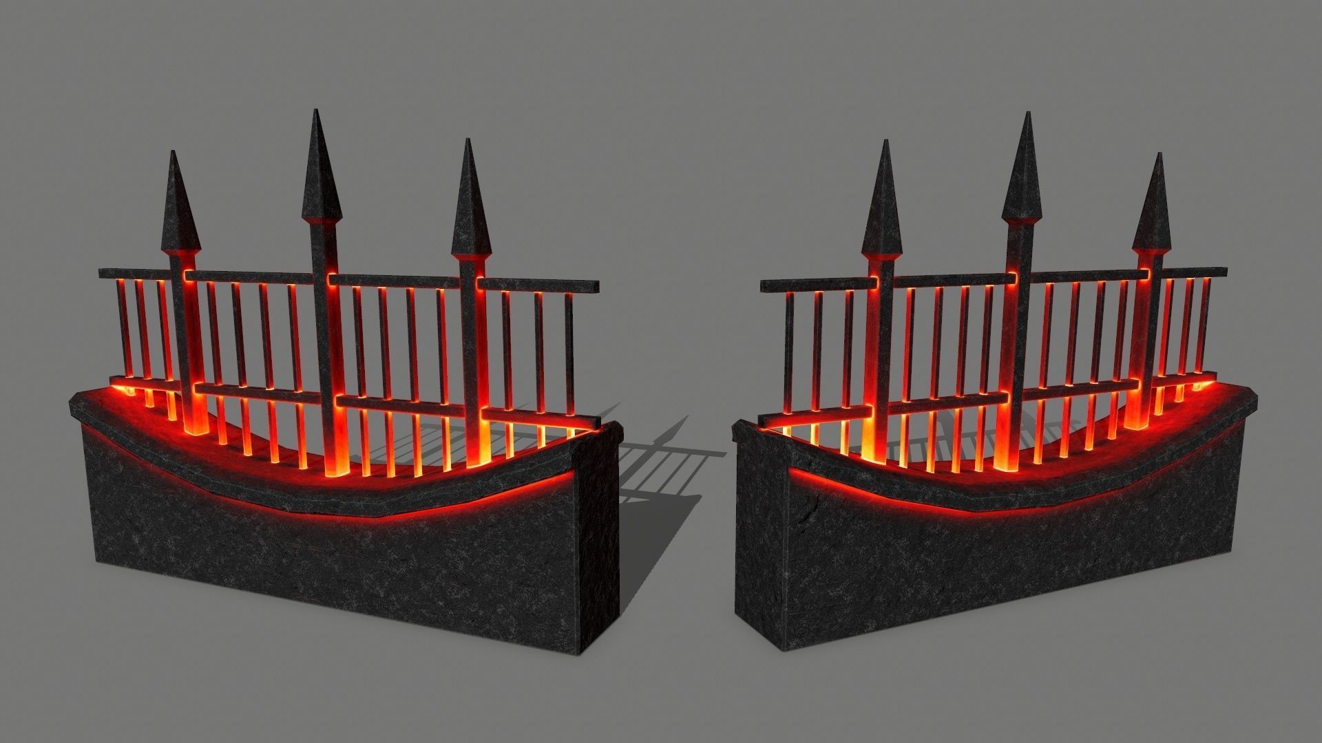 tombstone set two tombstones with skull in middle Low-poly 3D model_21